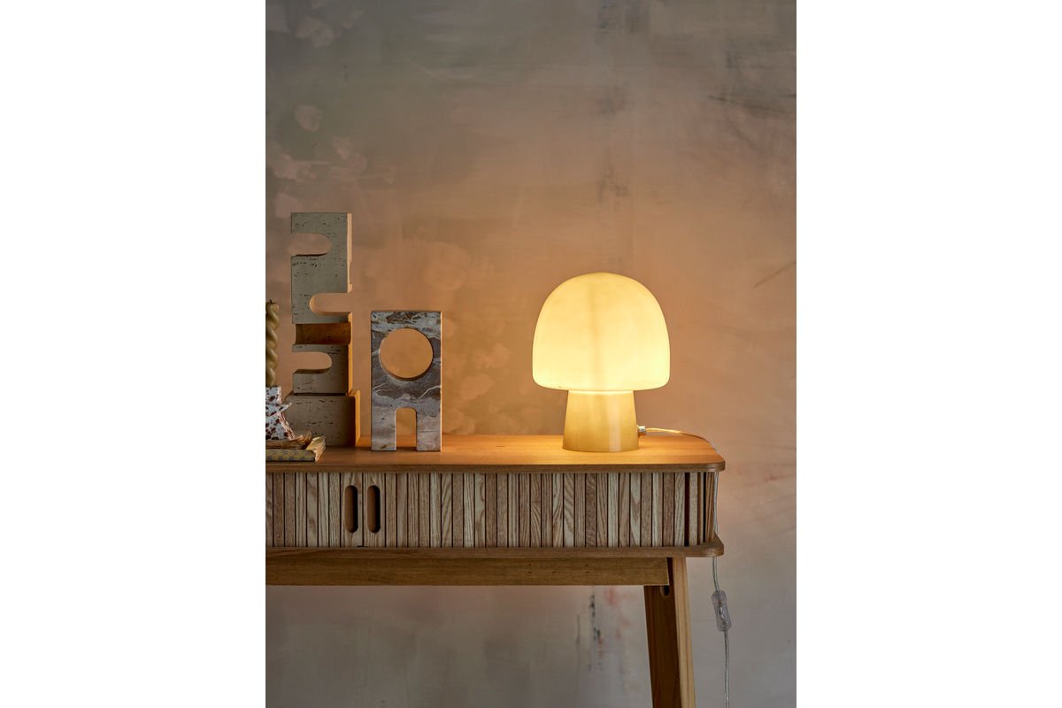 Tischlampe Nysa Moderne Glasleuchte Pilzform Blau Wohnzimmer Dekor