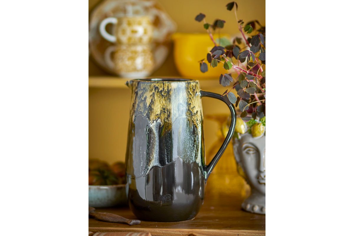 Luxusbetten24 Terrion – Handgefertigte Steingut Vase in Schwarz Dekoration