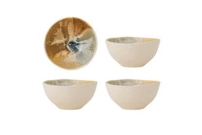 Schalen-Set „Solari“ – Gelbes Steingut (4‑teilig)