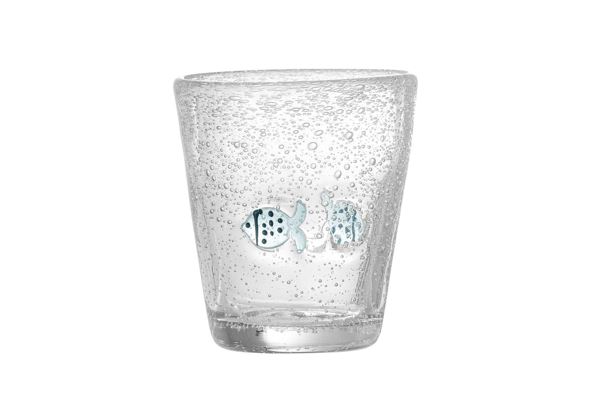 Kinder-Trinkglas Nizza – Mundgeblasenes Glas mit Fischmotiv