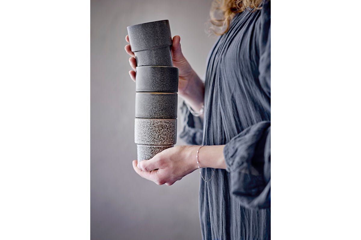 Becher-Set Varnö Braun Steingut 4-teilig für Zuhause Kaffee