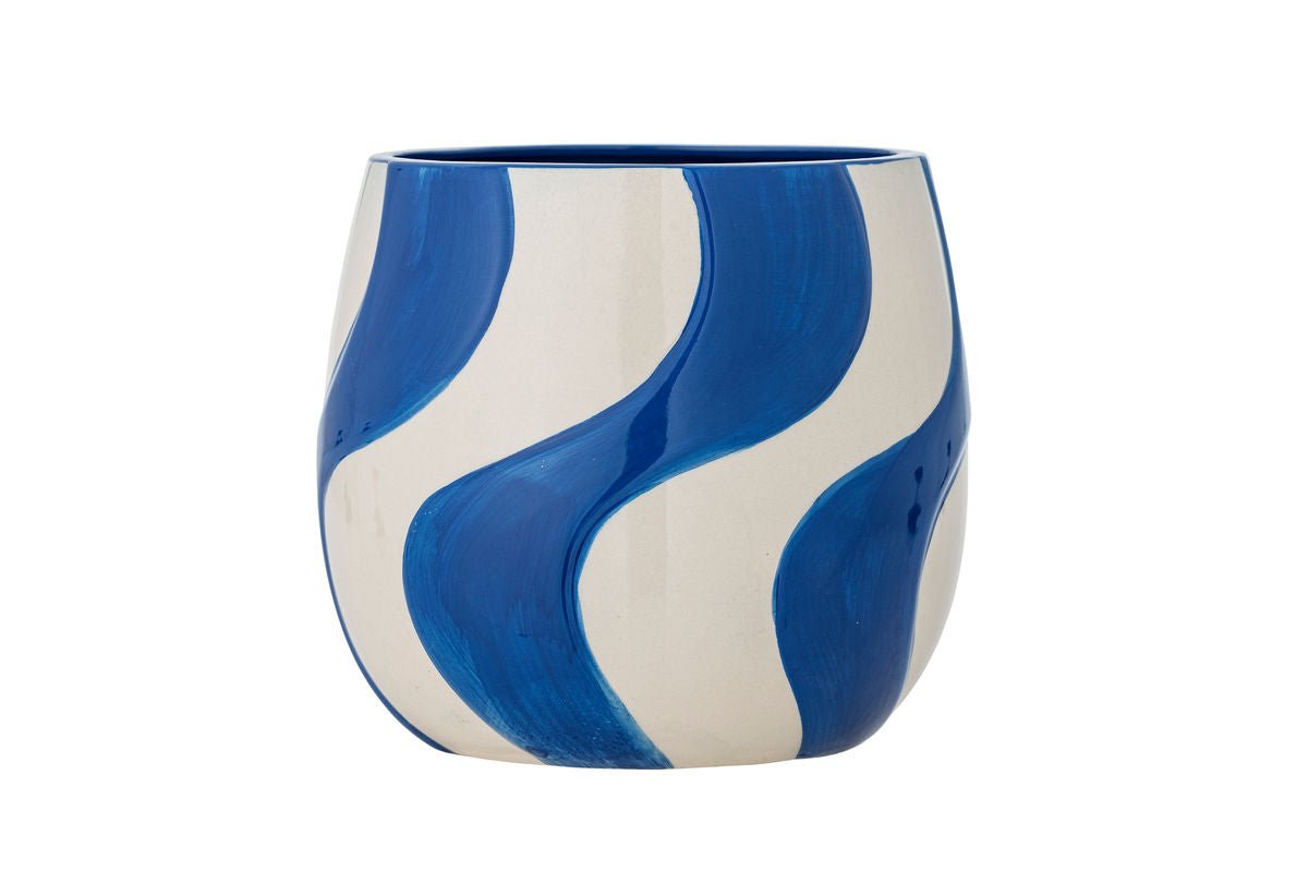 Luxusbetten24 Maris Blumentopf – Blaues Steingut, Blau