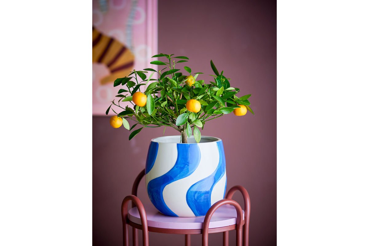 Luxusbetten24 Maris Blumentopf – Blaues Steingut, Blau