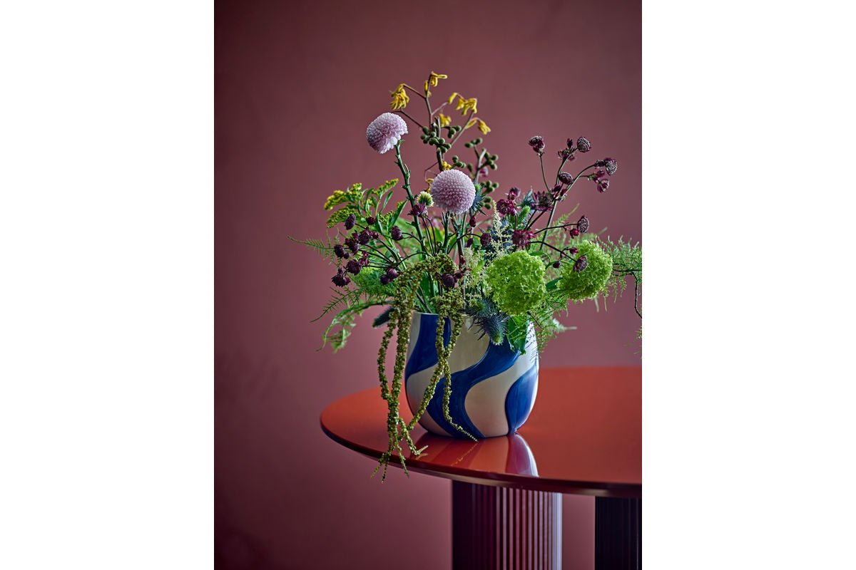 Luxusbetten24 Maris Blumentopf – Blaues Steingut, Blau