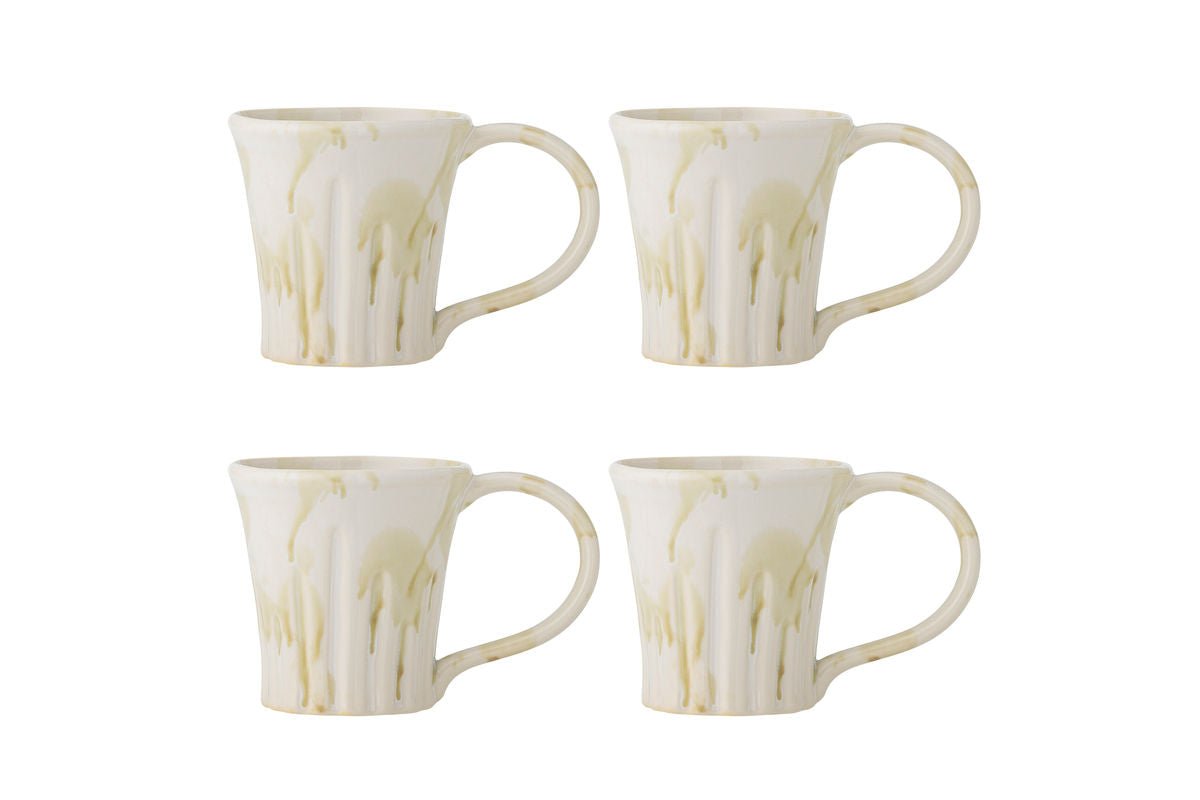 Luxusbetten24 Verdo Premium Becher-Set aus Grünem Steingut 4-teilig