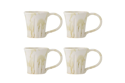 Luxusbetten24 Verdo Premium Becher-Set aus Grünem Steingut 4-teilig