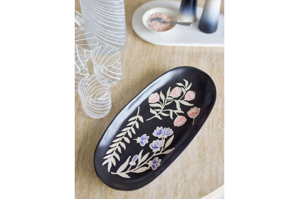 Luxusbetten24 Servierplatte Maribel Geprägtes Blumendesign Bunt für Tisch