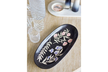 Luxusbetten24 Servierplatte Maribel Geprägtes Blumendesign Bunt für Tisch