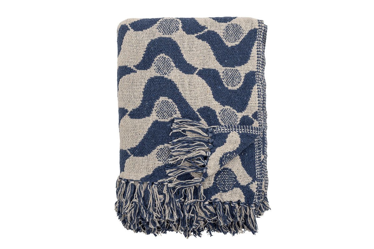Luxusbetten24 Valea Überwurfdecke Recycelte Baumwolle Design 160x130 Blau