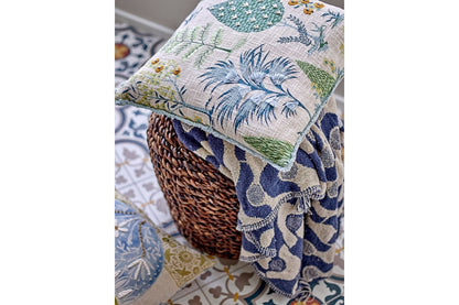 Luxusbetten24 Valea Überwurfdecke Recycelte Baumwolle Design 160x130 Blau