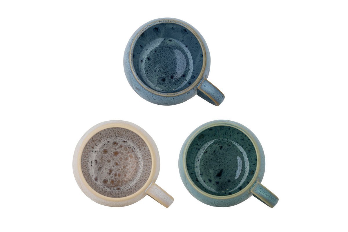 Luxusbetten24 Elvara Becher‑Set Blaues Steingut 3‑teilig