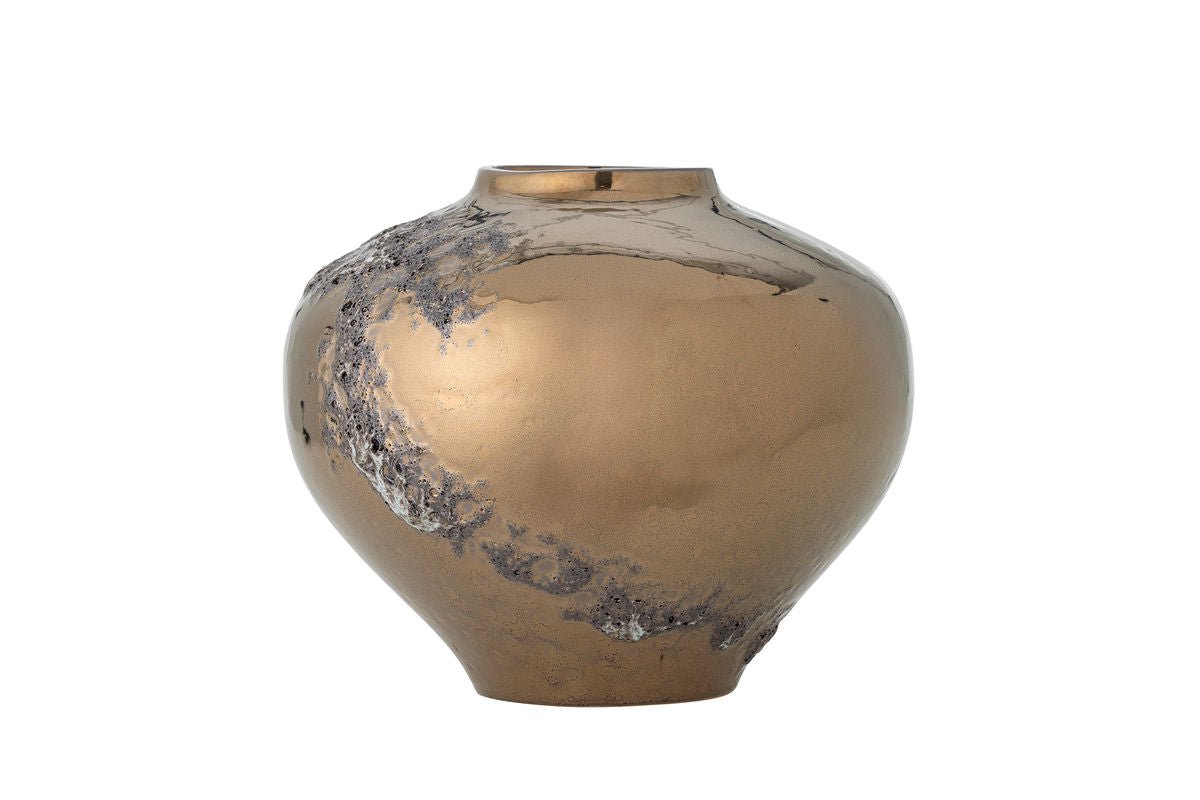 Luxusbetten24 Vase „Golden Scar“ aus Steingut Goldbraun
