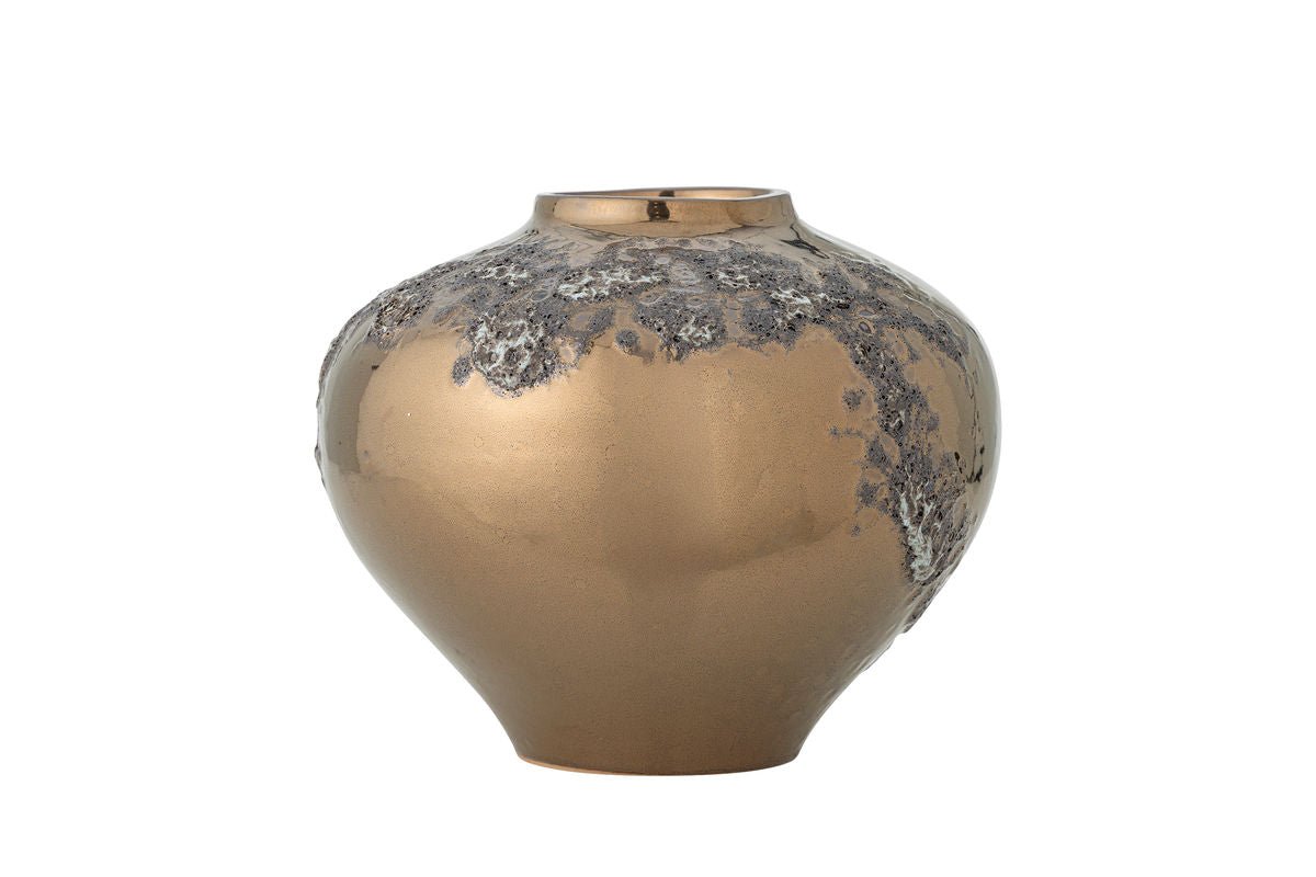 Luxusbetten24 Vase „Golden Scar“ aus Steingut Goldbraun