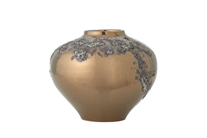 Luxusbetten24 Vase „Golden Scar“ aus Steingut Goldbraun