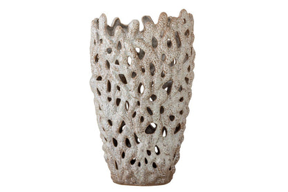 Luxusbetten24 Vase Flecht aus Steingut Creme