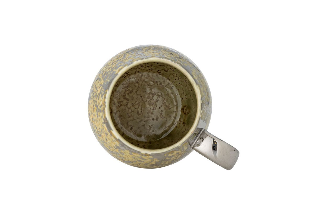 Luxusbetten24 Calix Becher aus Steingut, Silber-Gelb, Handgefertigtes Design