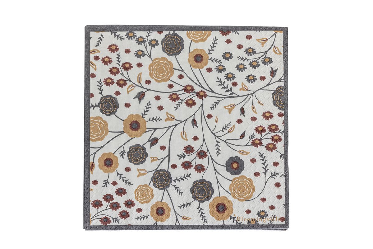 Luxusbetten24 Elise Papierserviette 33×33 cm Natur Florales Design Set
