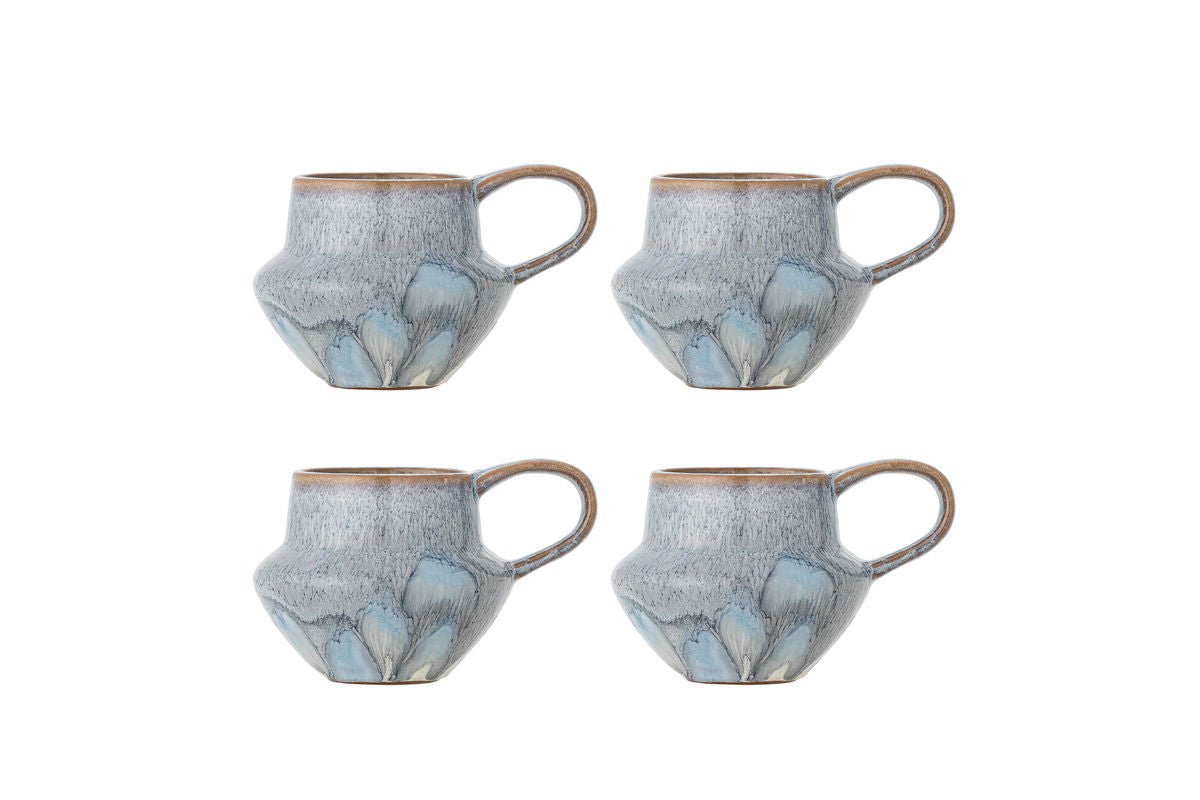 Elvion Becher-Set aus Blauem Steingut 4‑teilig, Blau, für den Alltag