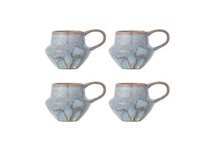 Elvion Becher-Set aus Blauem Steingut 4‑teilig, Blau, für den Alltag