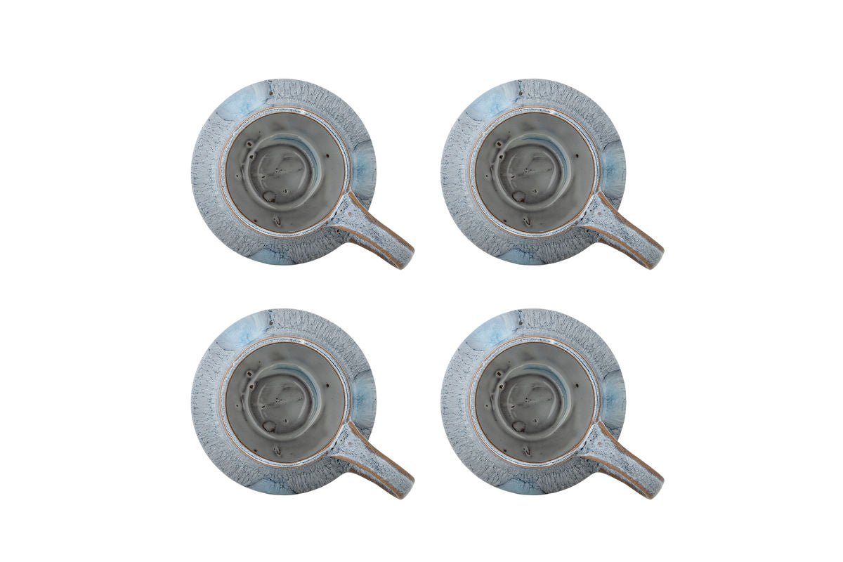 Elvion Becher-Set aus Blauem Steingut 4‑teilig, Blau, für den Alltag