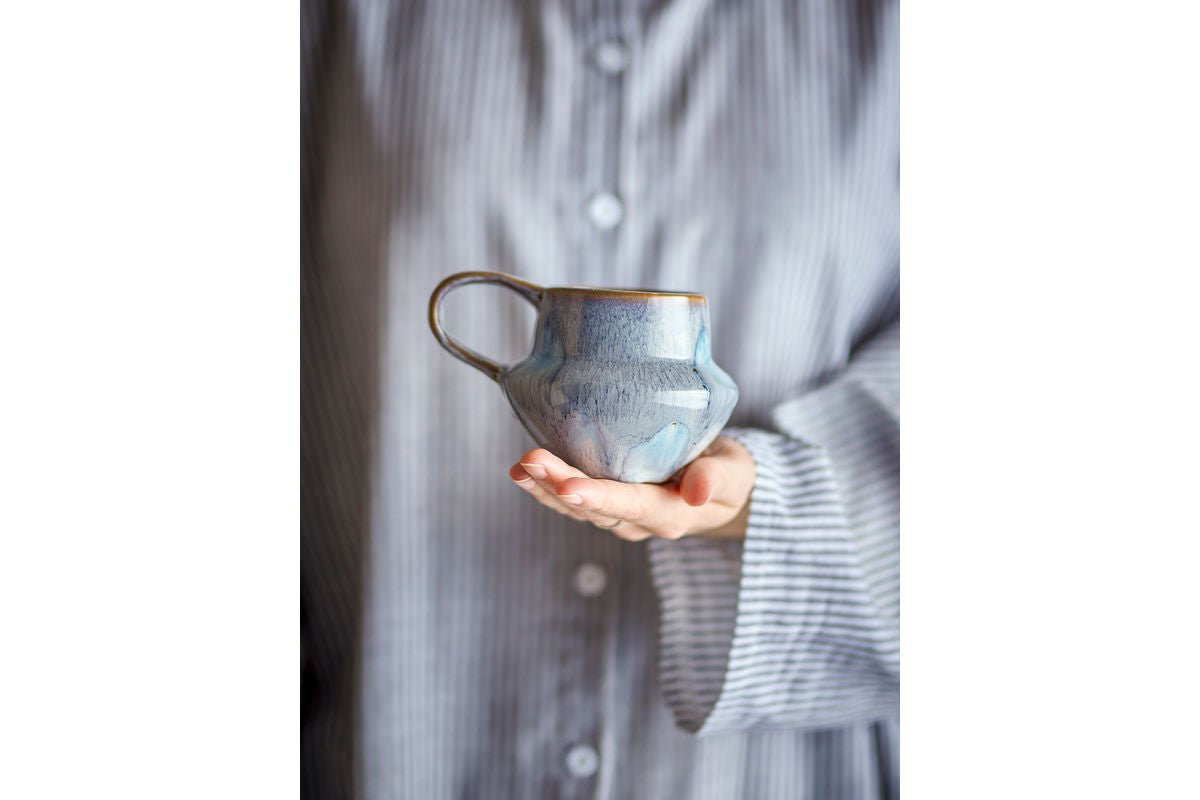 Elvion Becher-Set aus Blauem Steingut 4‑teilig, Blau, für den Alltag