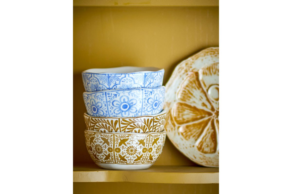 Savio Schalen Set – Blau‑Goldes Muster, 4‑er‑Set