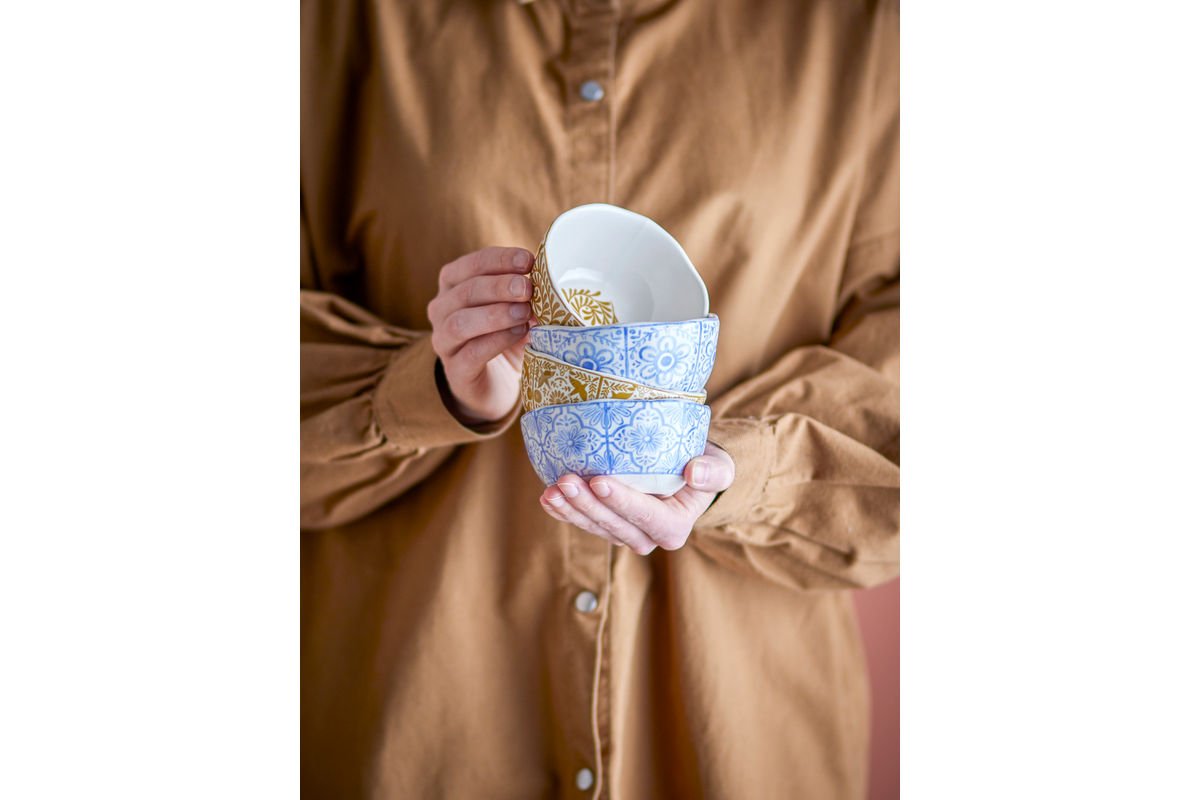 Savio Schalen Set – Blau‑Goldes Muster, 4‑er‑Set