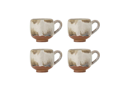 Luxusbetten24 Tassen-Set Salen Elegant Braunes Steingut 4‑teilig Kaffeegenuss