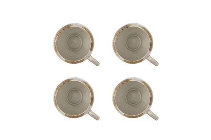 Luxusbetten24 Tassen-Set Salen Elegant Braunes Steingut 4‑teilig Kaffeegenuss