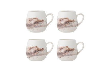 Arvona Tassen‑Set Braun Steingut 4‑Teilig Für Kaffee Im Set