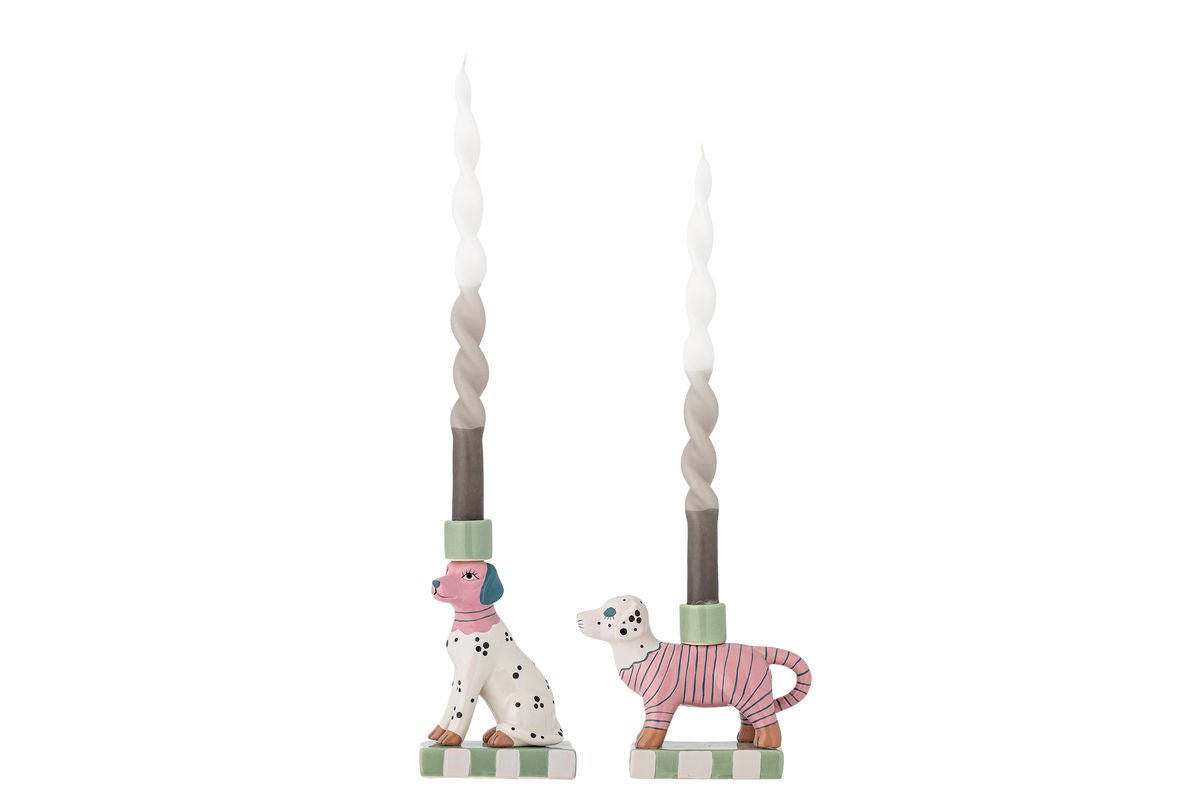 TwoWuffi Kerzenhalter aus Steingut, Bunt Design