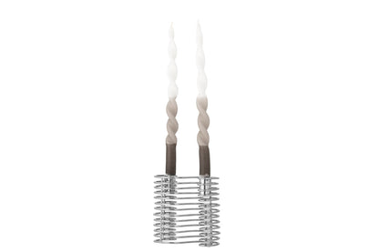 Wella Kerzenhalter aus Verchromtem Eisen, Silber