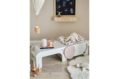 Luxusbetten24 Kinder Sitzbank Elefanten‑Sitzbank mit Stauraum Grau