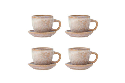 Luxusbetten24 Becher-Set Skaro Blau Steingut mit Untertasse (4-Teilig)