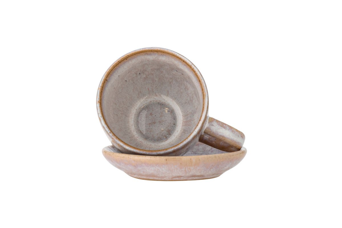 Luxusbetten24 Becher-Set Skaro Blau Steingut mit Untertasse (4-Teilig)