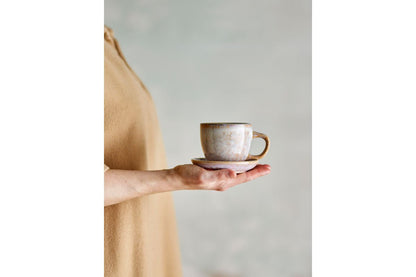Luxusbetten24 Becher-Set Skaro Blau Steingut mit Untertasse (4-Teilig)