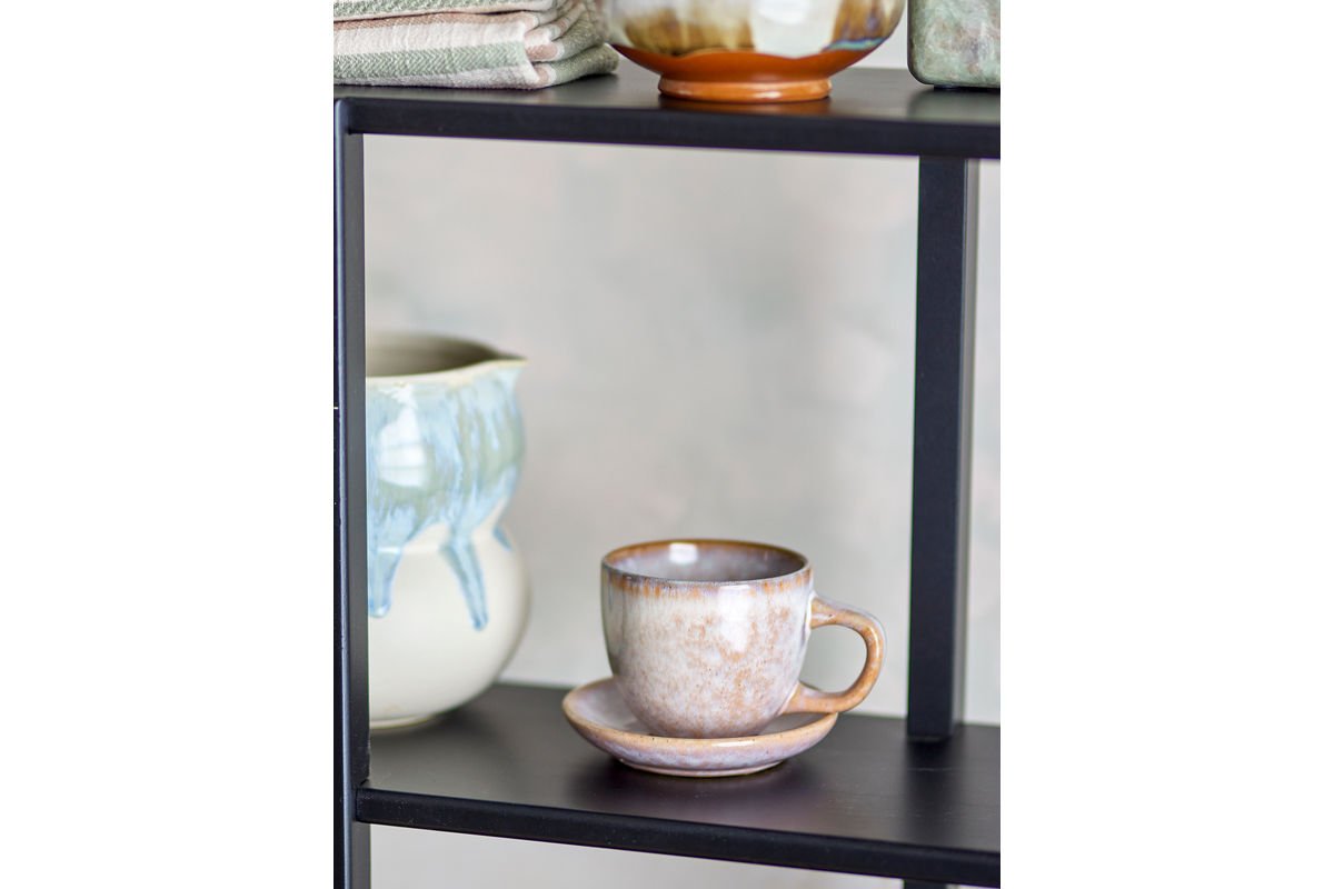 Luxusbetten24 Becher-Set Skaro Blau Steingut mit Untertasse (4-Teilig)