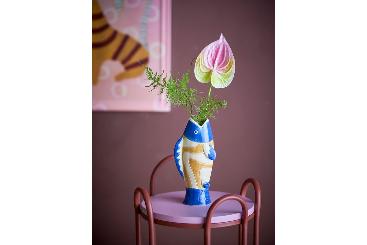 Luxusbetten24 Maris Vase Blaues Steingut Blau