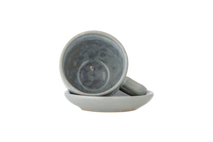 Luxusbetten24 Becher-Set Skaro Blau Steingut mit Untertasse (4-Teilig)
