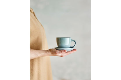 Luxusbetten24 Becher-Set Skaro Blau Steingut mit Untertasse (4-Teilig)