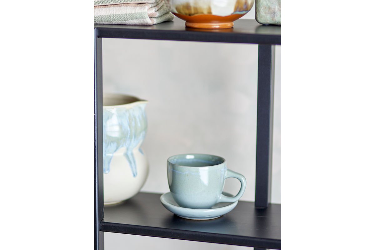 Luxusbetten24 Becher-Set Skaro Blau Steingut mit Untertasse (4-Teilig)