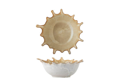 Luxusbetten24 Schale Mata Steingut mit reaktiver Glasur Gold