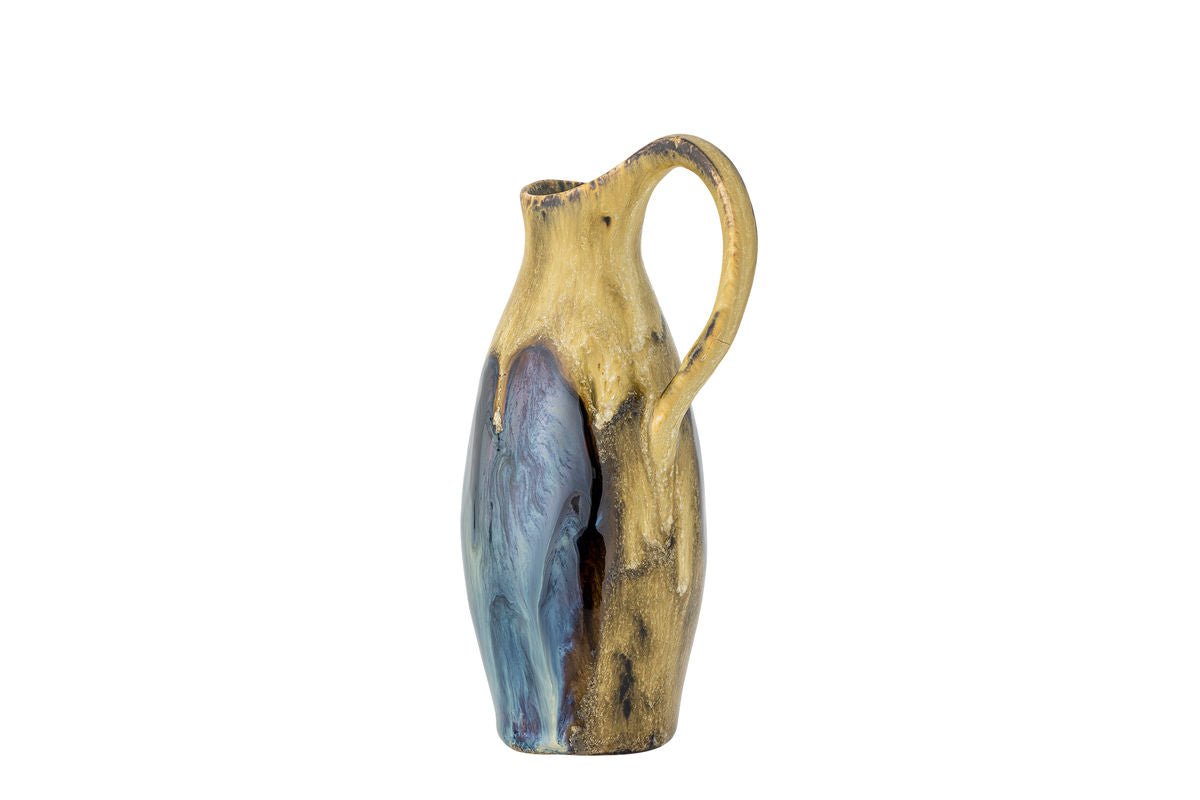 Luxusbetten24 Marivo Vase – Steinzeug mit metallischer Glasur, Blau