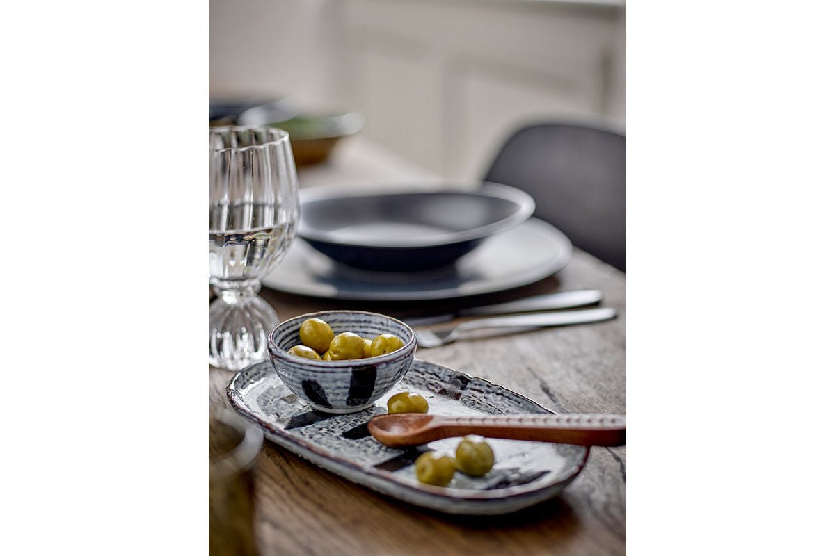 Kairox Schalen‑Set Blau‑Schwarzes Steingut Dekorativ Wohnzimmer Design 4‑teilig