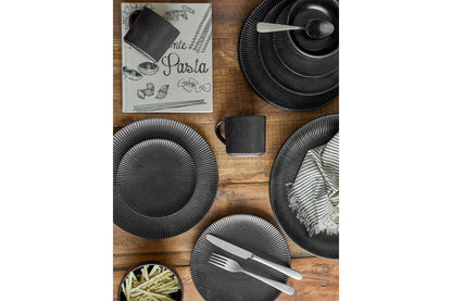 Modernes Geschirrset Fjoren, Schwarz, Steingut (Set aus 3x4 Teilen)