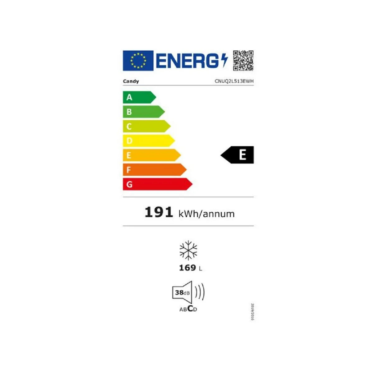 Candy CNUQ2L513EWH Congelador Low Frost 169 L Blanco