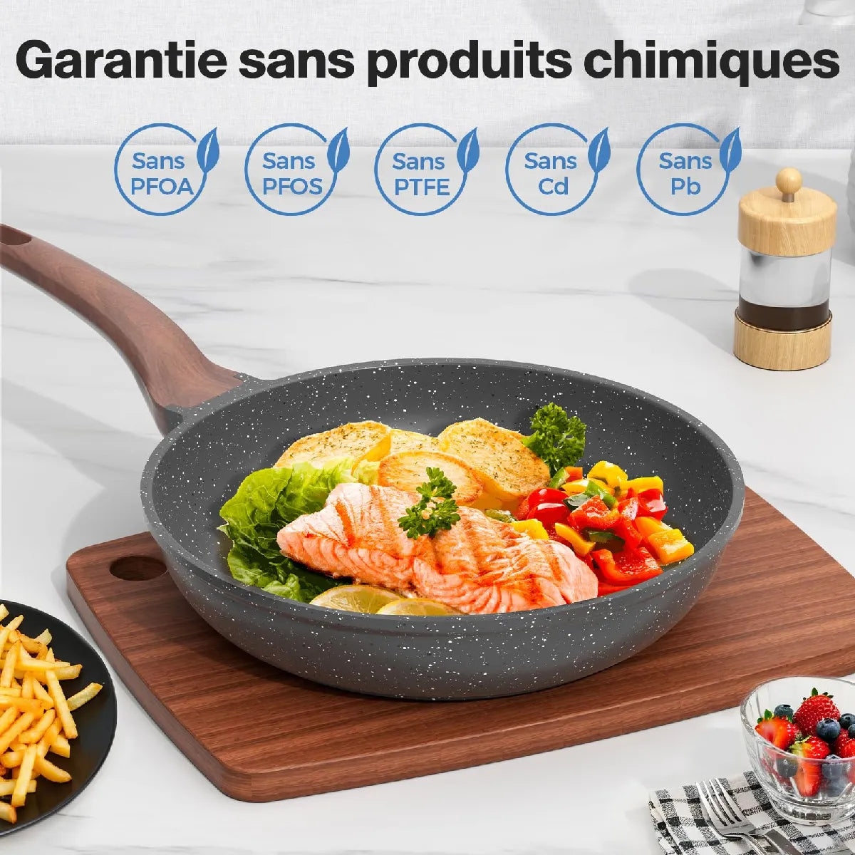 Poêle Antiadhésive 28cm YASHE Gris MKR00014183346