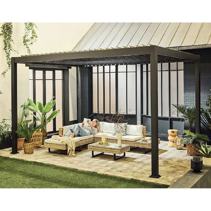 Bestmobilier CHERRY 2458GANT Pergola Bioclimática Aluminio Anthracite 4x3 m