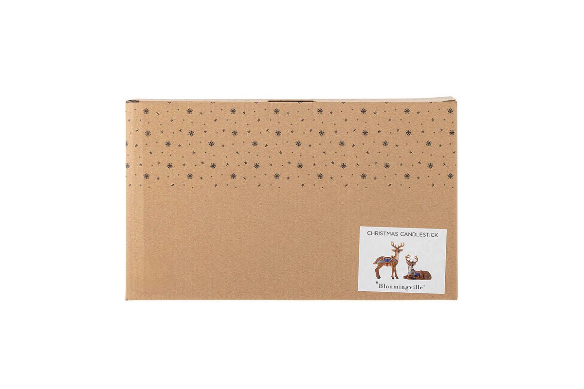 Luxusbetten24 Noelio Kerzenhalter-Set Handbemalte Rentiere aus Polyresin 2er-Set