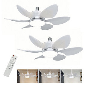 Bextsrack Ventilador de Techo Iluminación Tricolor 3 Velocidades 52 cm